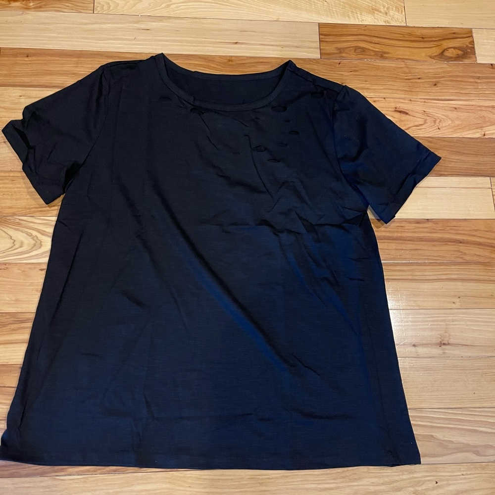 Women’s black distress tshirt